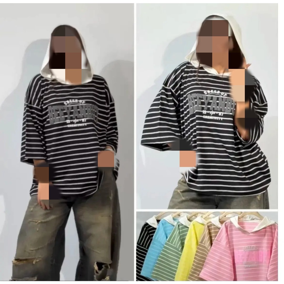 بلوز زنانه کلاهدار آستین سه ربع رینگی