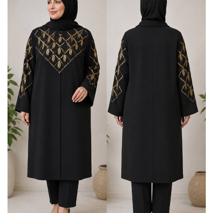 مانتو زنانه بلند قواره بزرگ مجلسی